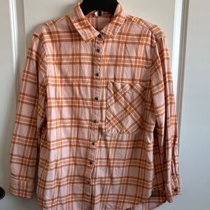 Aerie Orange Plaid Shirt